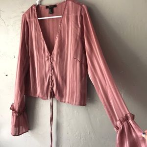 Super crop bell sleeve blouse